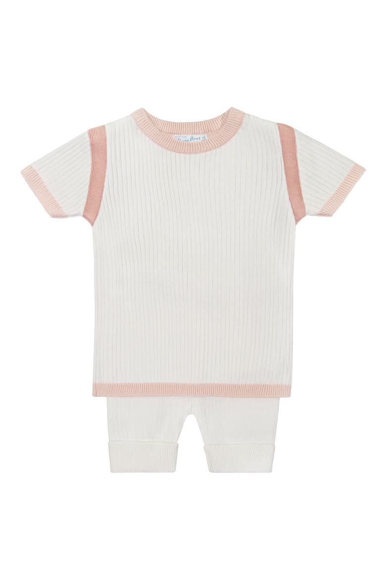 Rib Knit Top & Pants Set, Main, color, IVORY/ BLUSH