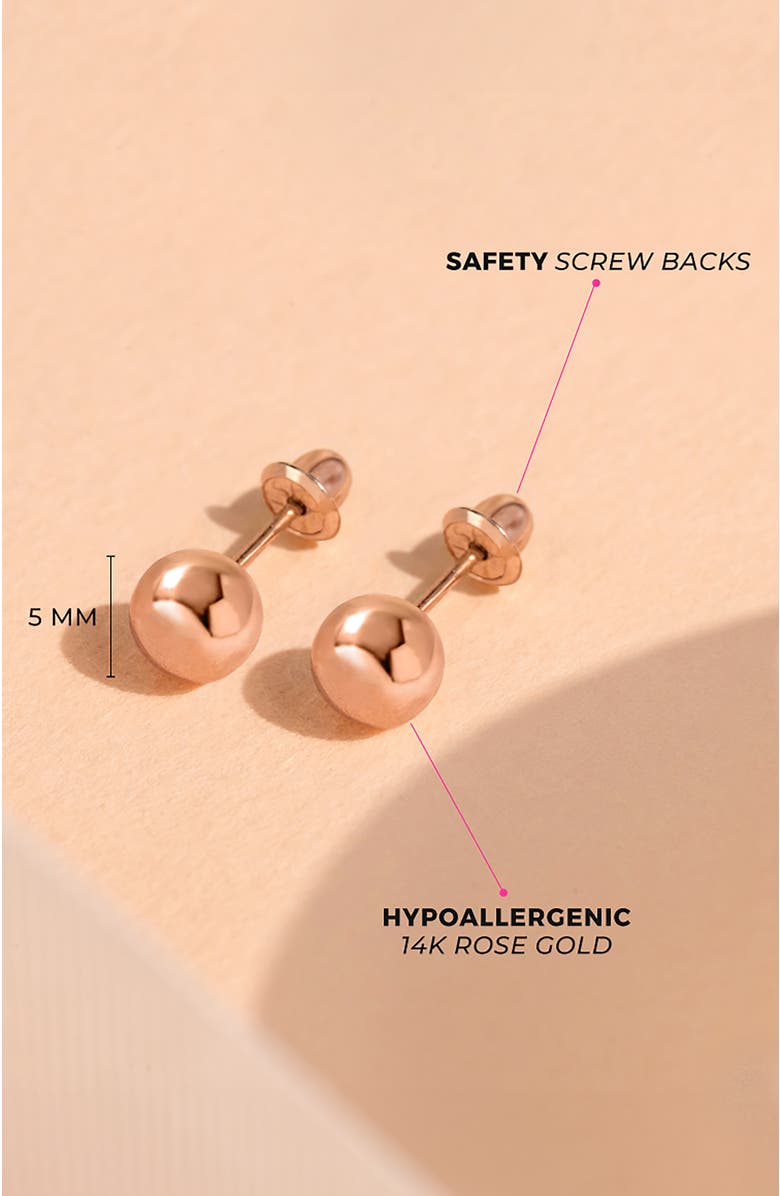 In Season Jewelry 14k Classic Ball Earrings, Alternate, color, Rose Gold