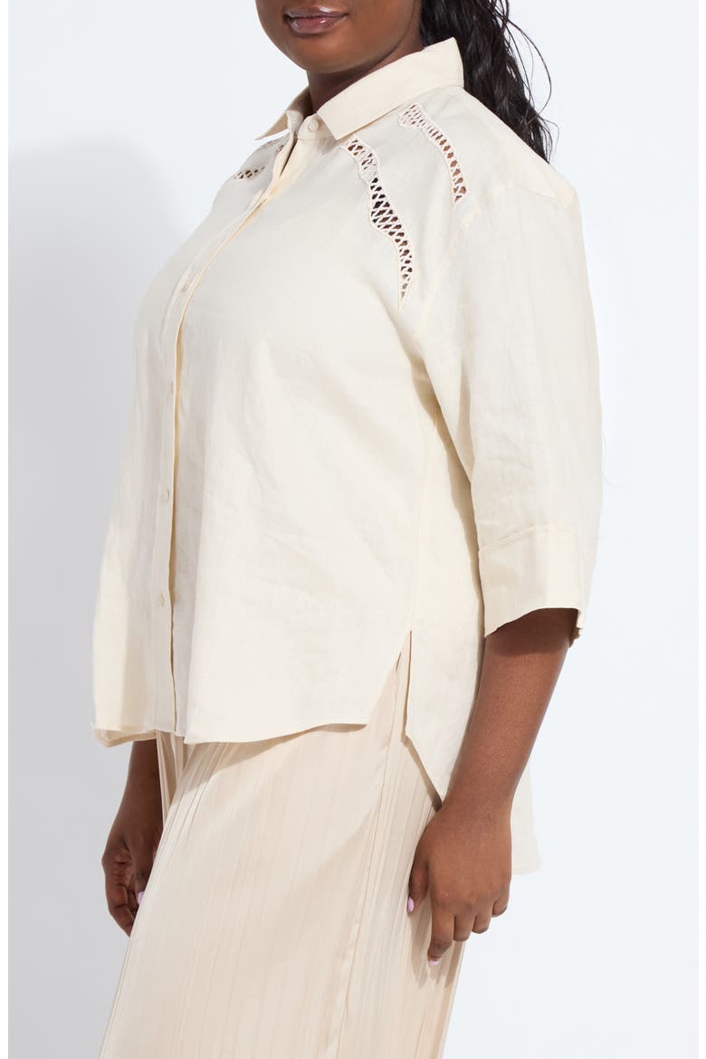 Roxanna Embroidered Linen Button-Up Shirt, Alternate, color, SAILCLOTH