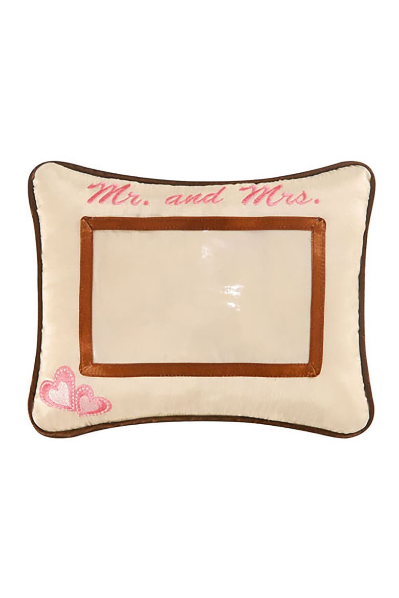 Mr. And Mrs. Embroidered Picture Small/Petite Accent Pillow, 8" x 10", Main, color, Brown