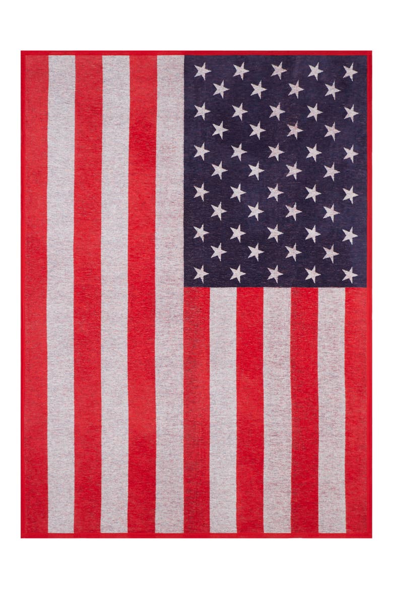 American Flag Throw Blanket, Main, color, RED