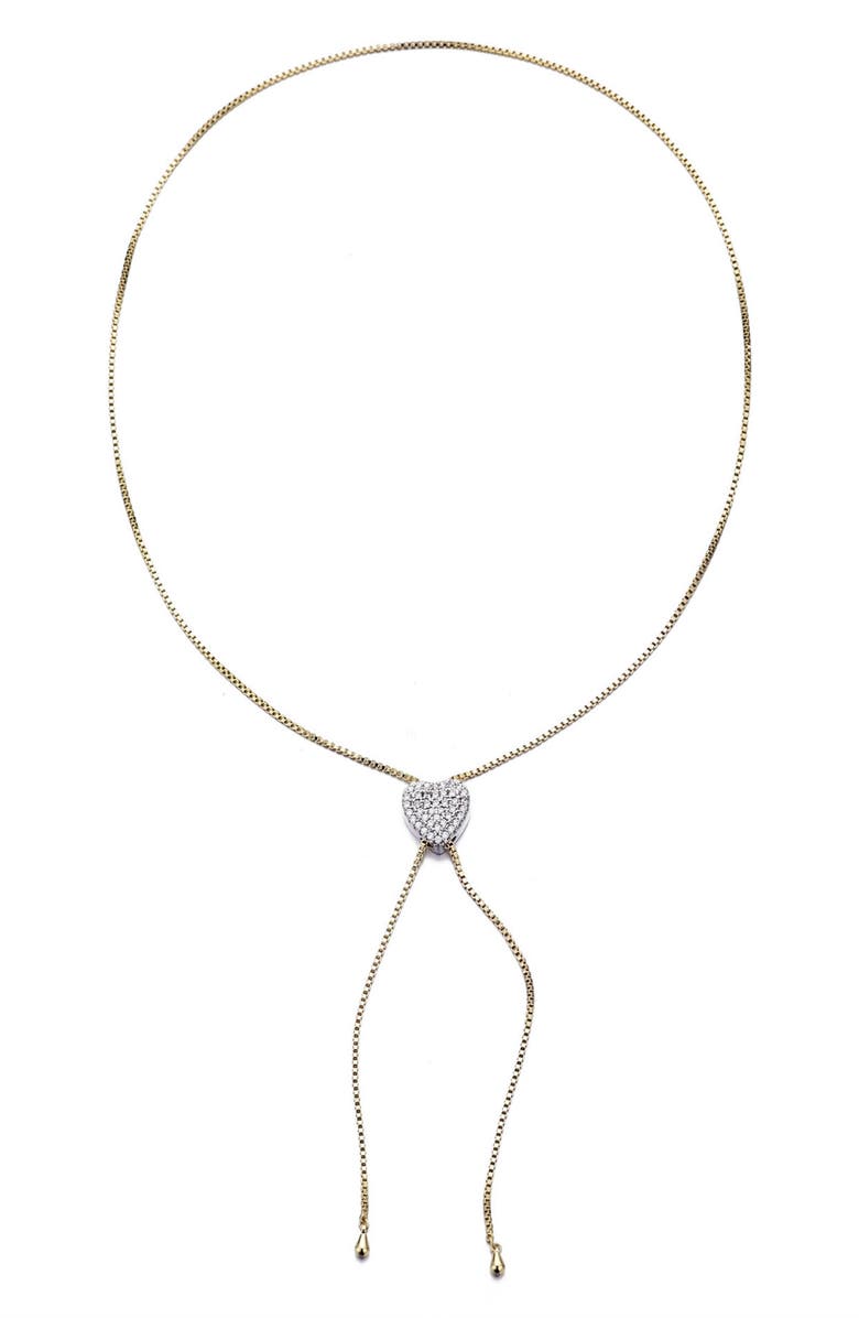 Adornia Cubic Zirconia Heart Bolo Necklace, Alternate, color, Gold