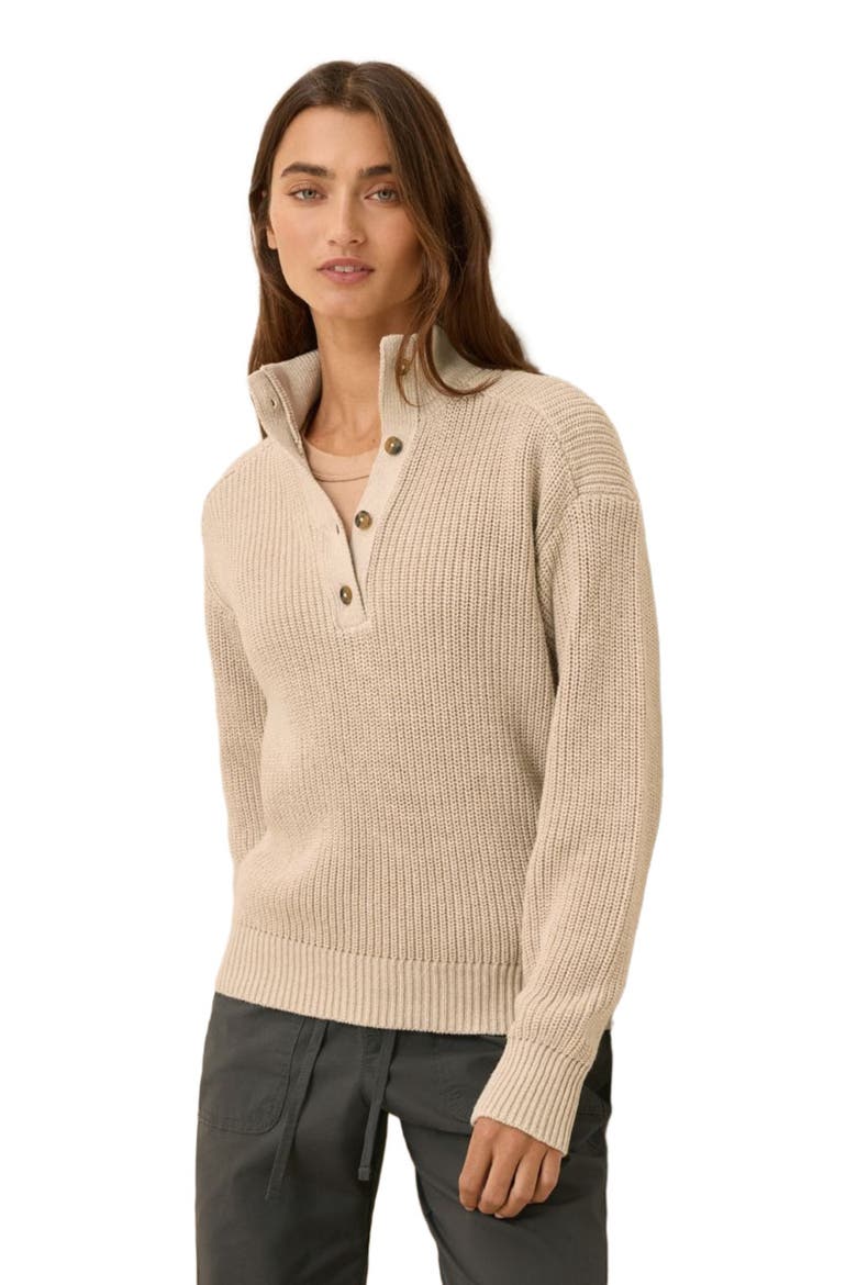 Luxe Knit Henley Sweater, Alternate, color, Flax Heather