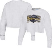 Champion Women's Champion Heather Gray Michigan Wolverines Reverse Weave Cropped Pullover Sweatshirt
