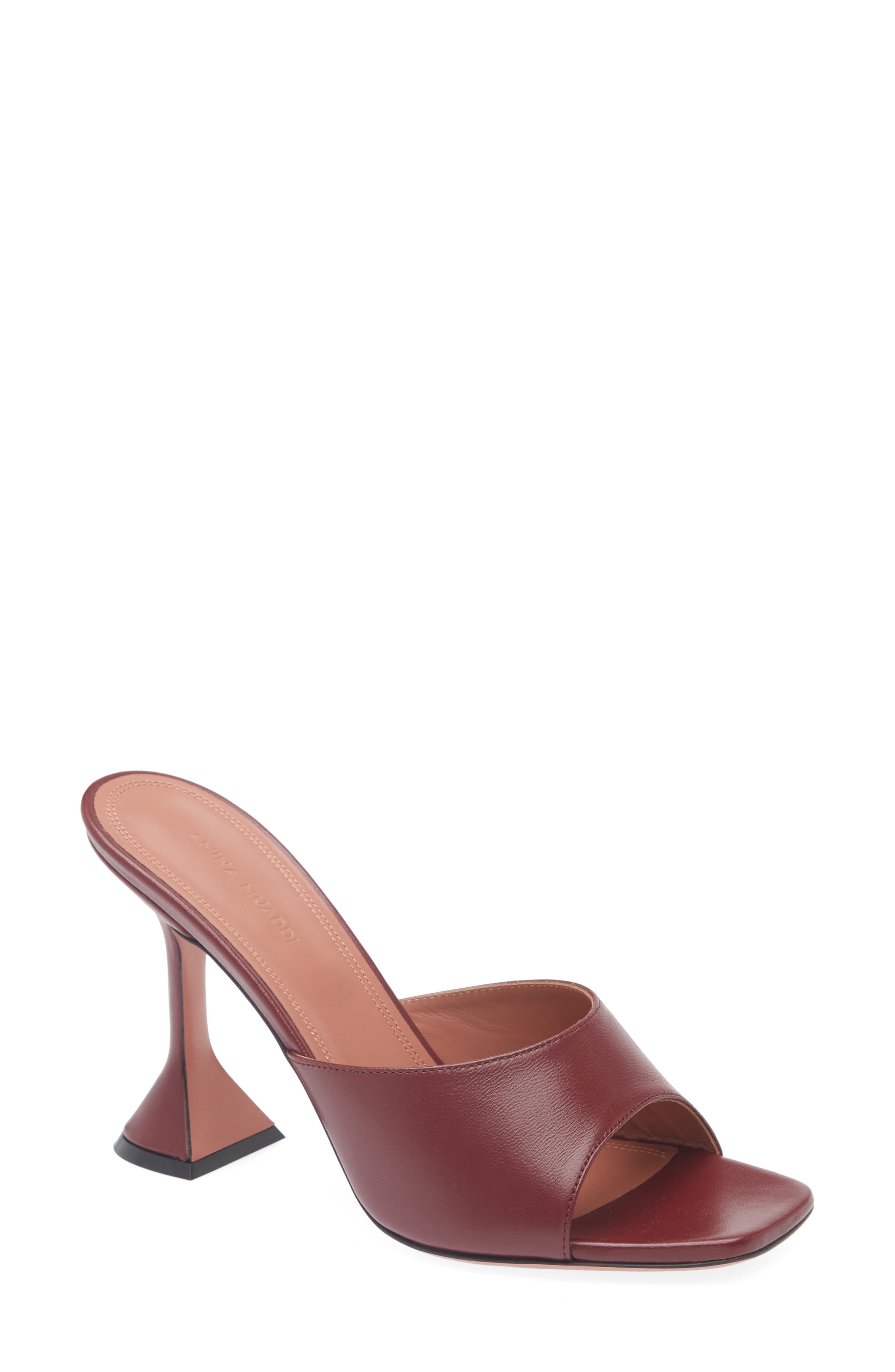 Amina Muaddi Lupita Slide Sandal, Main, color, Wine Nappa