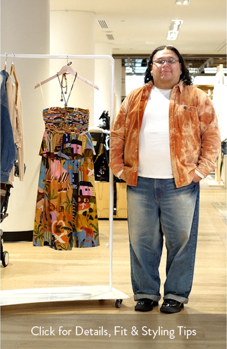 Tropical Print Corded Bodice Midi Dress, sales video thumbnail