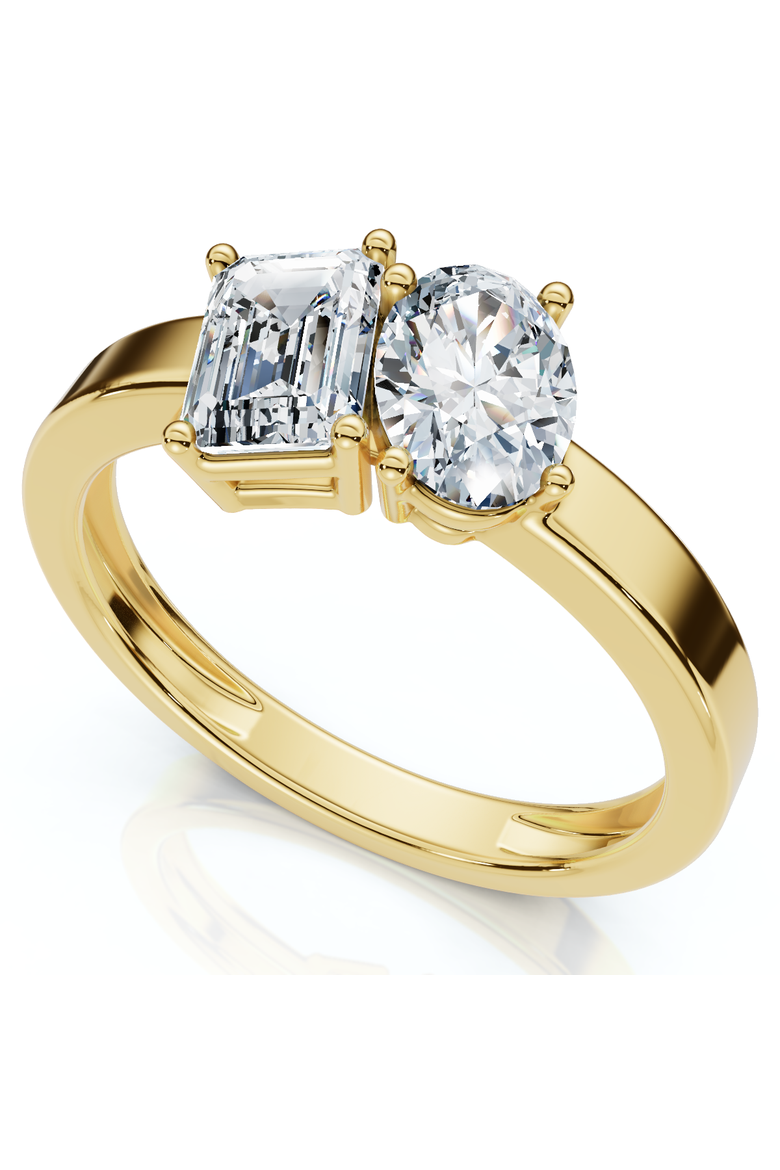 Toi Et Moi 1ct Diamond Ring 14k Gold Lab Grown, Main, color, 14k Yellow Gold