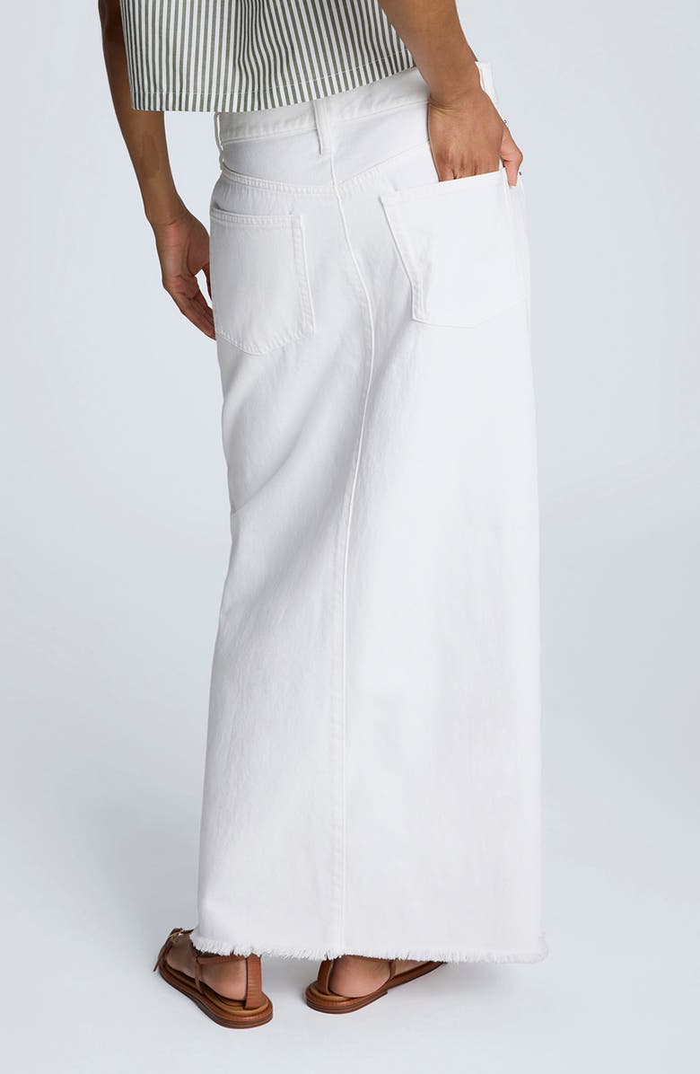 Kenneth Cole Frayed Hem Denim Maxi Skirt, Alternate, color, Pure White