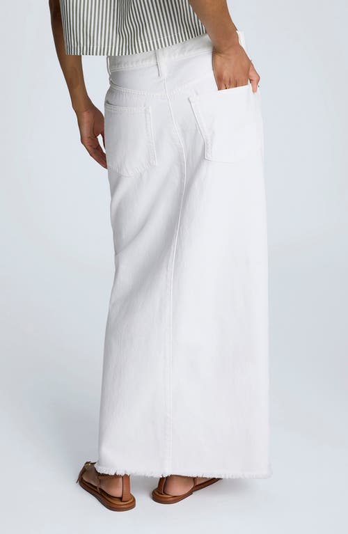 Kenneth Cole Frayed Hem Denim Maxi Skirt In White