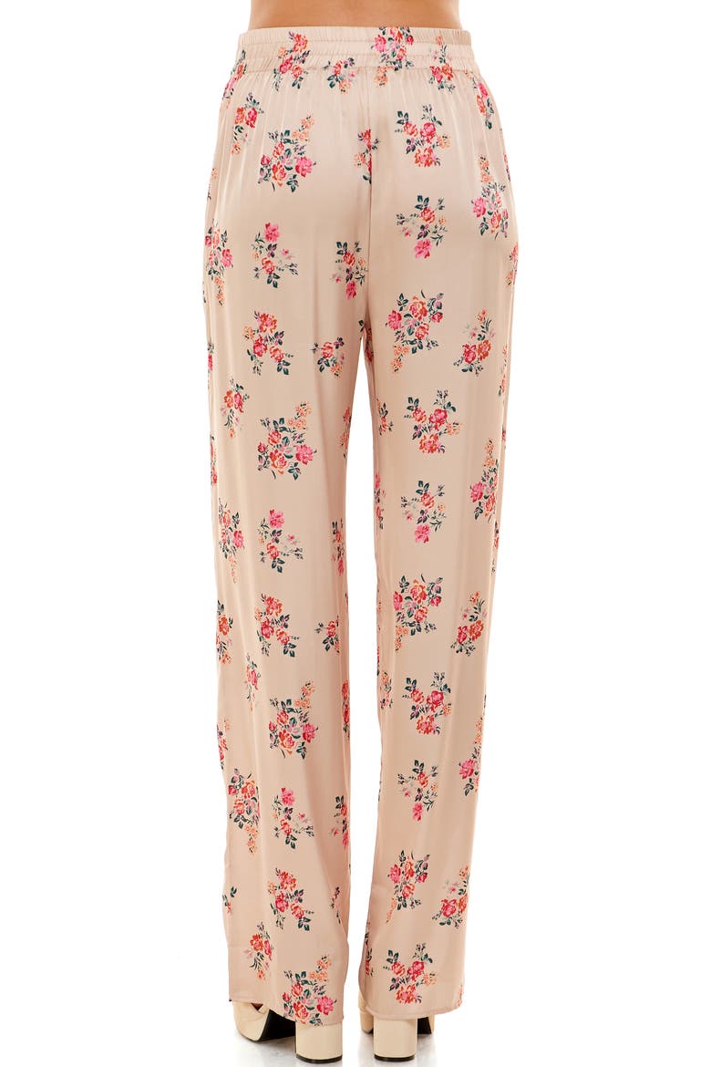 Scottie Pull-On Satin Pants, Alternate, color, BEIGE FLORAL