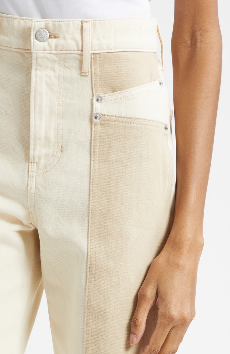 Veronica Beard Taylor High Waist Colorblock Wide Leg Jeans, Alternate, color, Ecru Stone Khaki