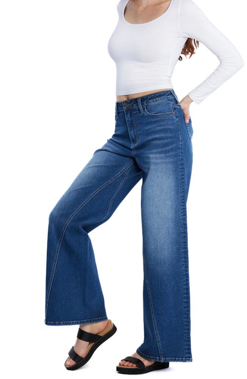 Wash Lab Denim High Waist Wide Leg Jeans In Clementine Blue