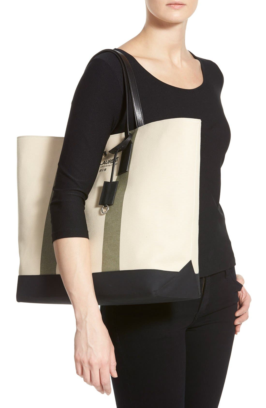 'Beach' Canvas Tote, Alternate, color, BEIGE CLAIR/ KHAKI