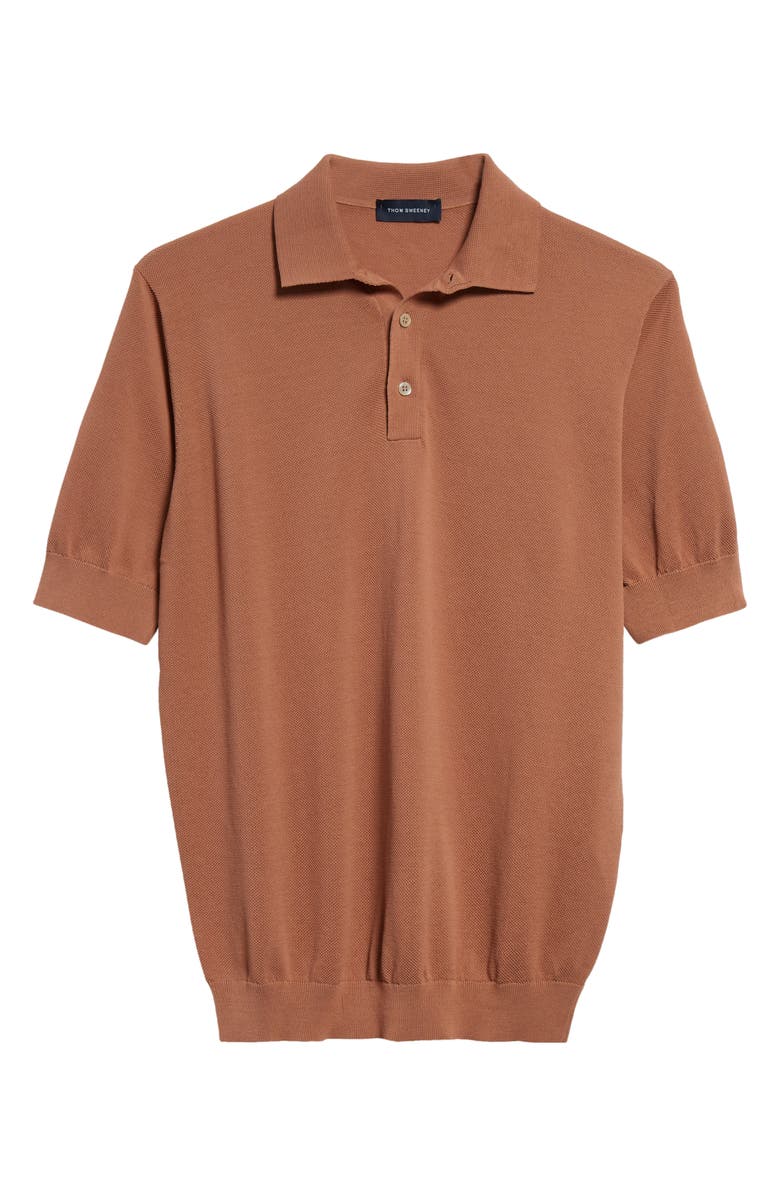Thom Sweeney Cotton Air Crepe Polo, Alternate, color, Burnt Orange