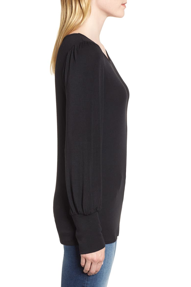 Blouson Sleeve Top, Alternate, color, BLACK