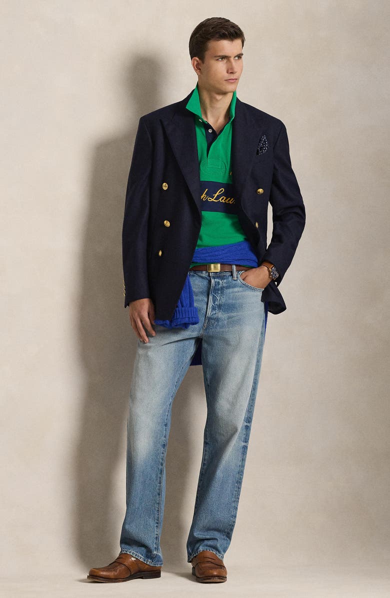 Polo Ralph Lauren Classic Fit Crest Cotton Graphic Polo, Alternate, color, Stafford Green/ Newport Navy