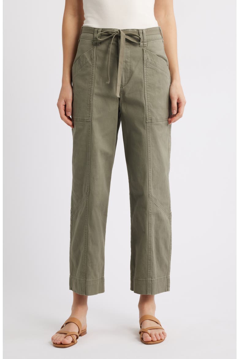 Skyrise Relaxed Straight Leg Twill Pants, Main, color, LAUREL OAK