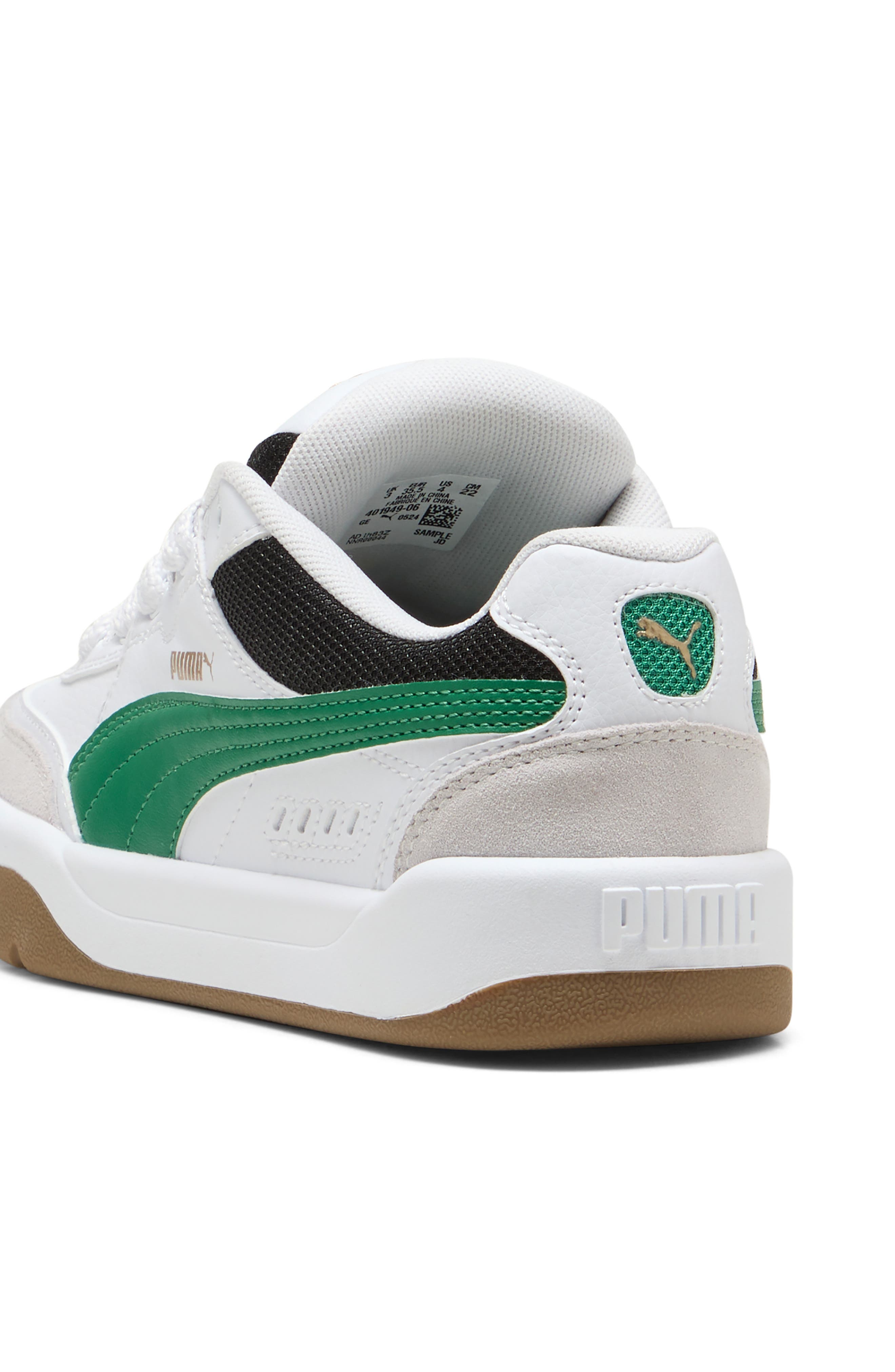 PUMA Kids' Park Lifestyle SK8 Sneaker, Alternate, color, Puma White- Green- Gold