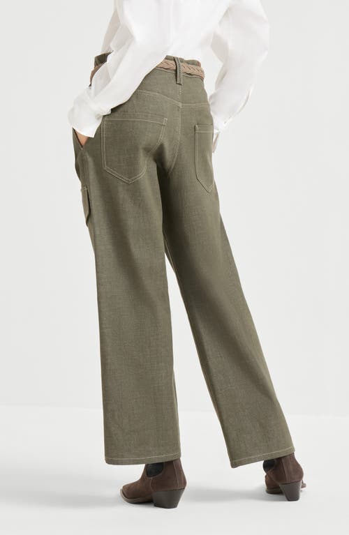 Brunello Cucinelli Cargo-pocket Cotton Trousers In Green
