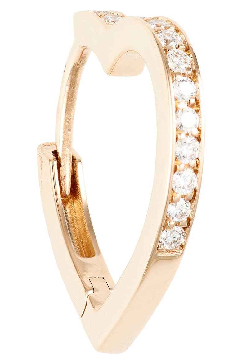 Antifer Diamond Pavé Huggie Heart Hoop Earring, Alternate, color, ROSE GOLD