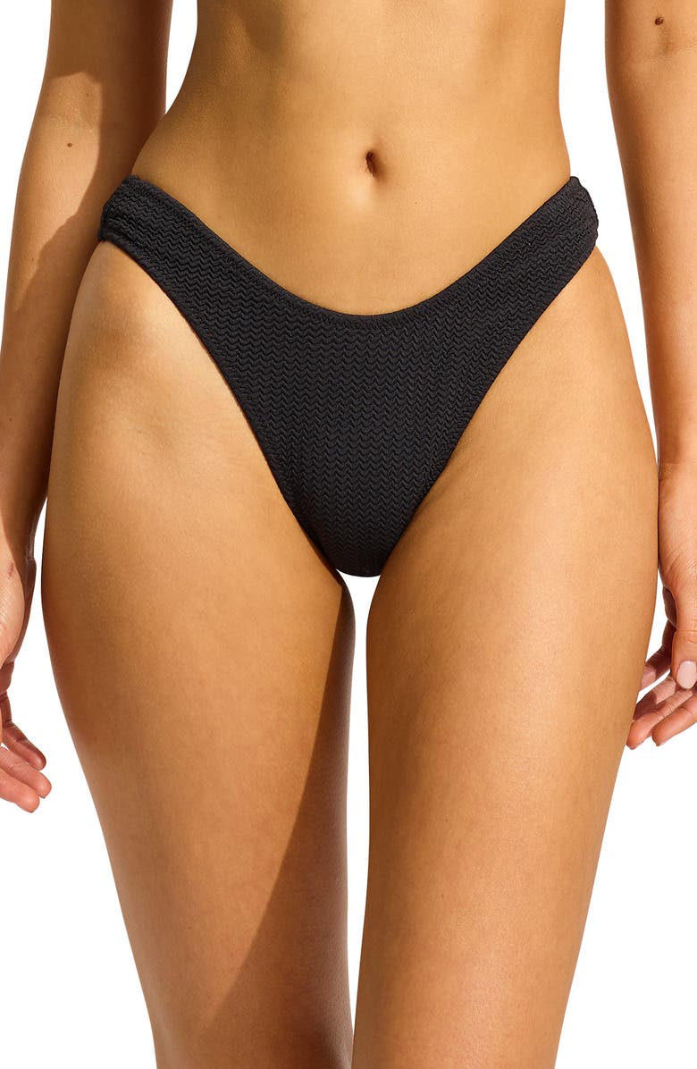 Seafolly Rio High Cut Bikini Bottoms, Main, color, Black