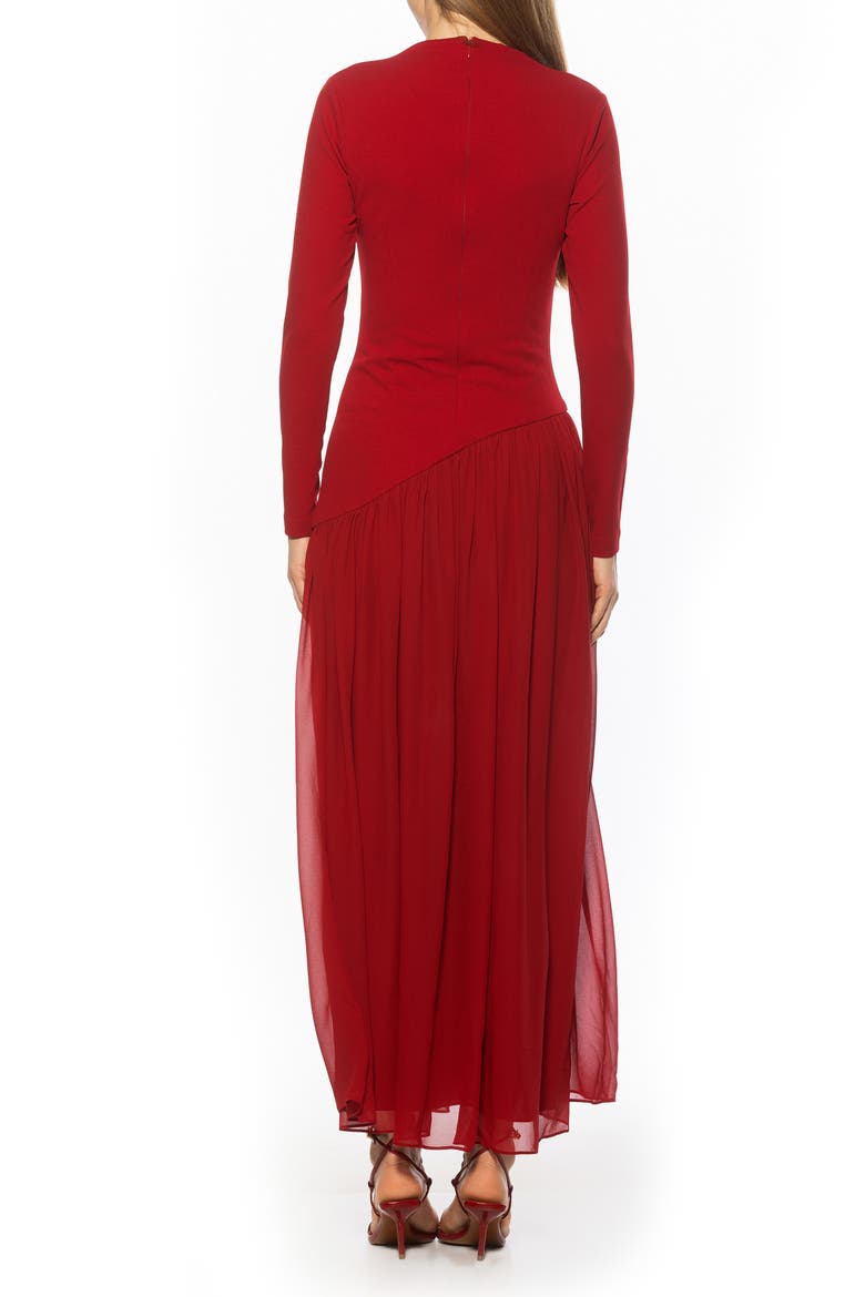Dakota Long Sleeve Gown, Alternate, color, BURGUNDY