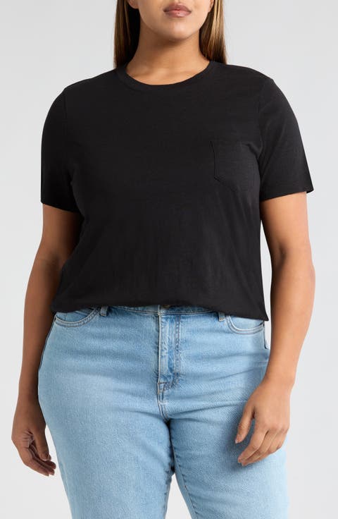Crewneck Slub Jersey Pocket T-Shirt (Plus)