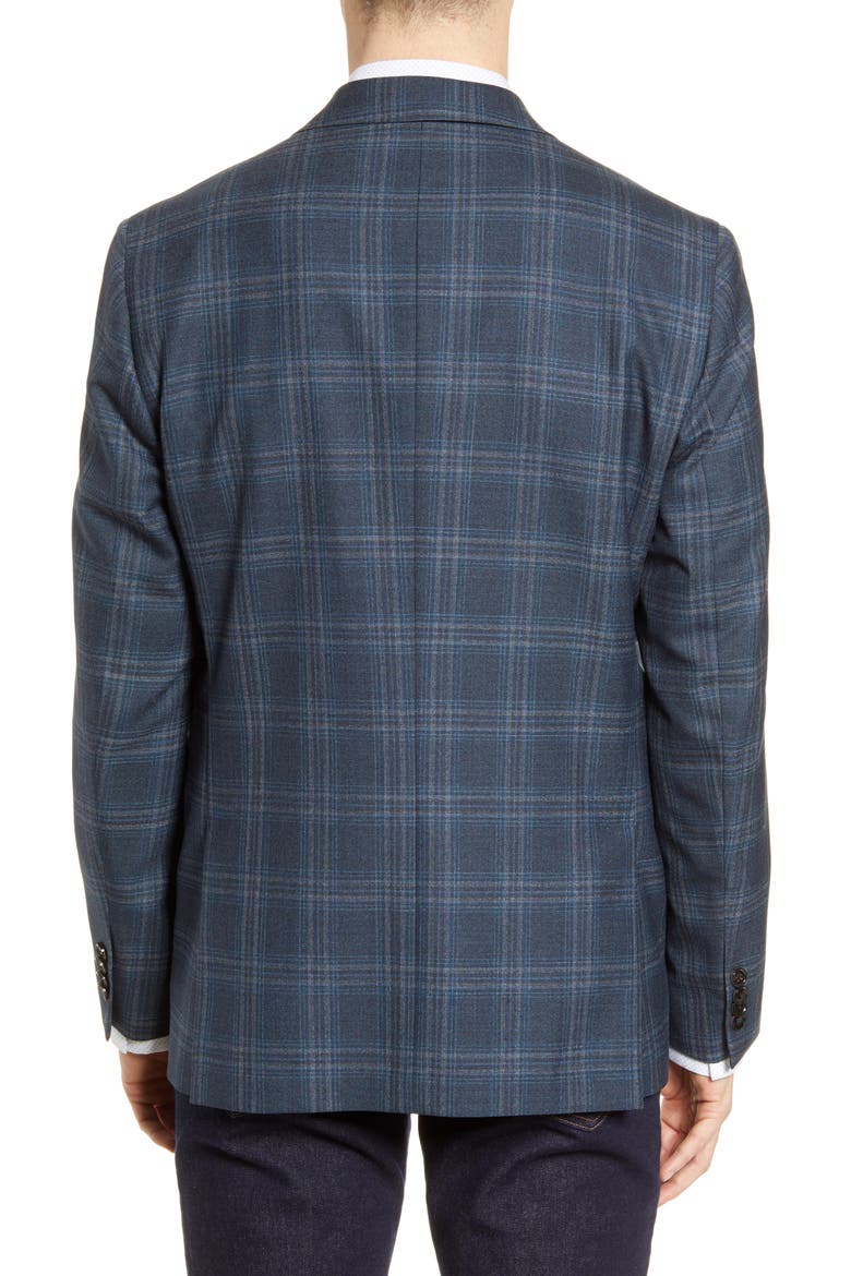 Konan Plaid Trim Fit Sport Coat, Alternate, color, TEAL