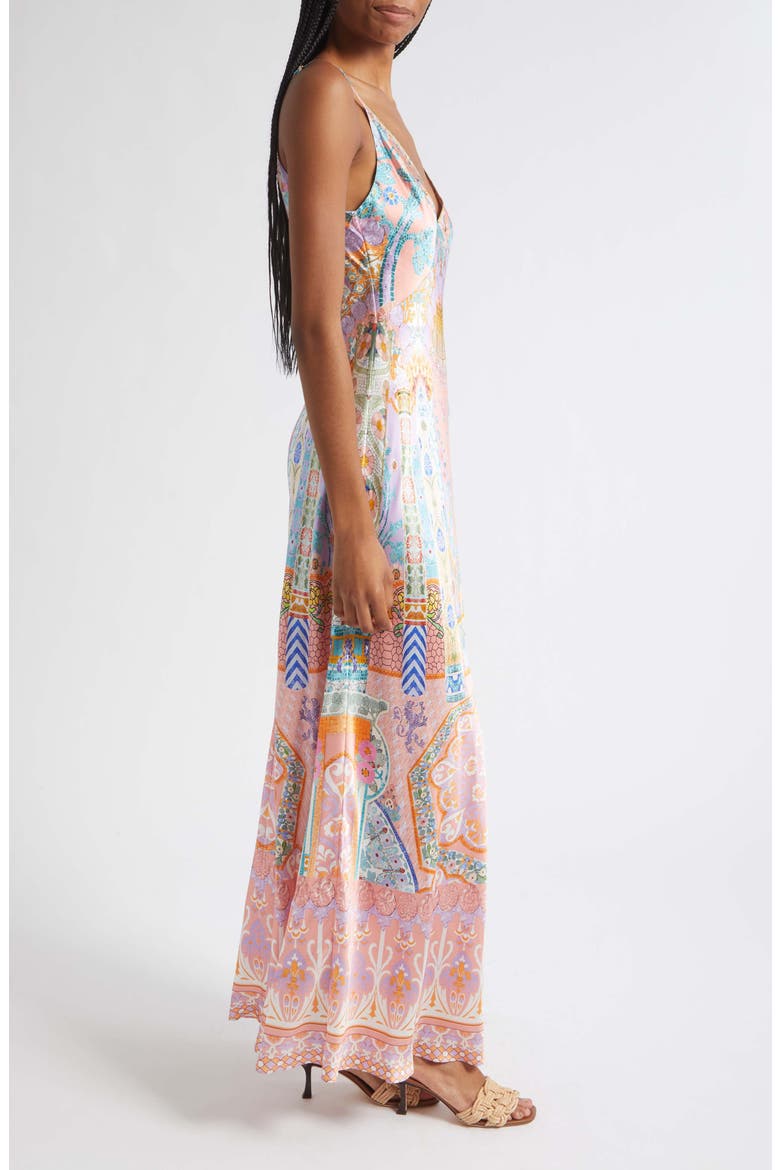 Gaudi Print Silk Charmeuse Slipdress, Alternate, color, HOWDY GAUDI