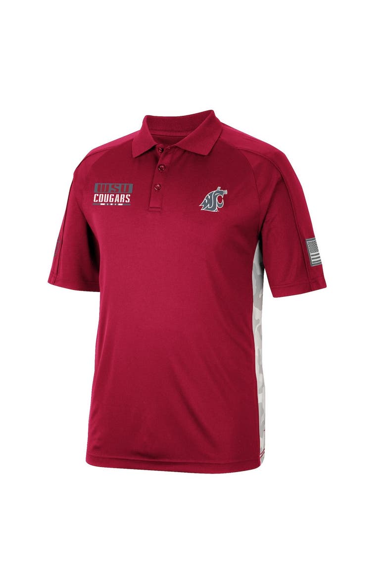 Men's Colosseum Crimson Washington State Cougars OHT Military Appreciation Snow Camo Polo, Alternate, color, Crimson