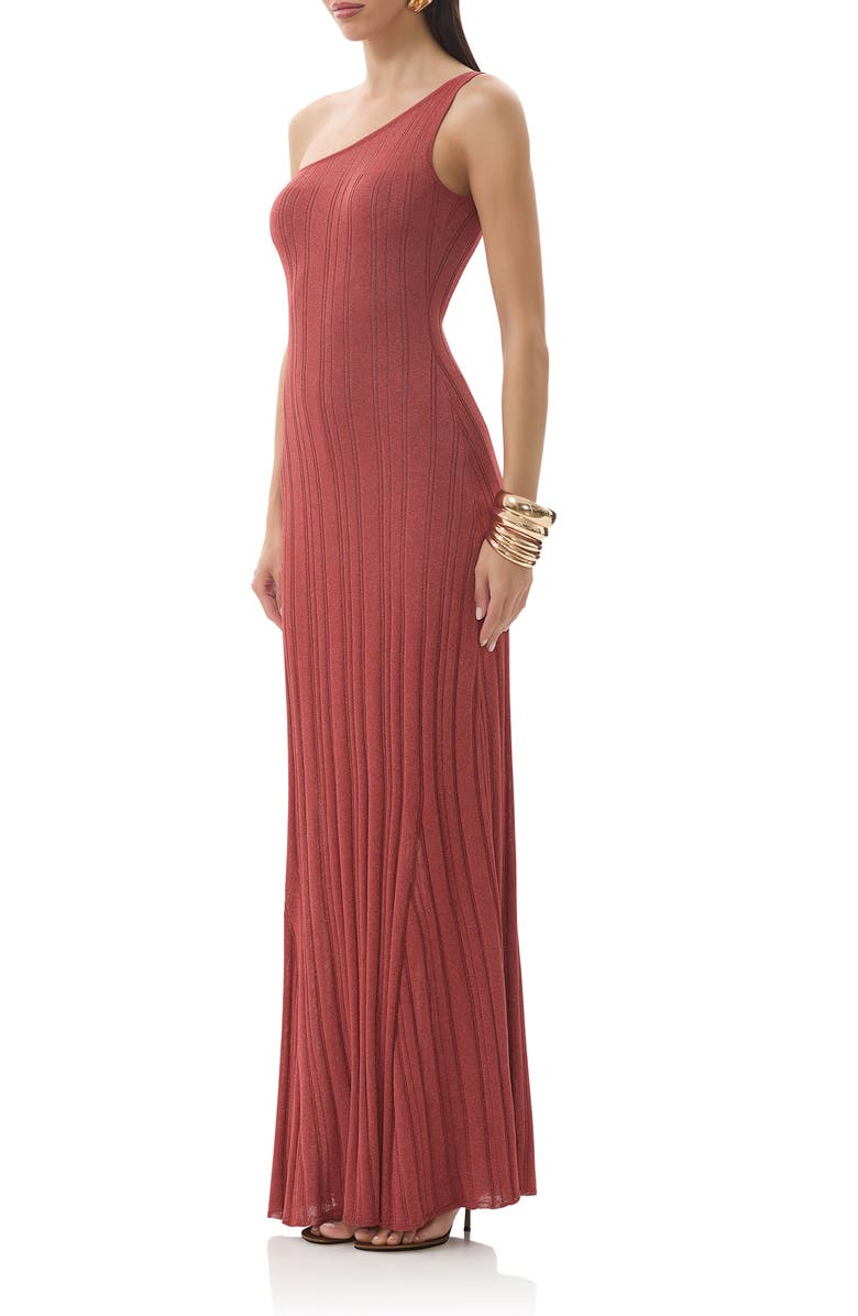 AFRM Hoda One-Shoulder Knit Dress, Alternate, color, Rust