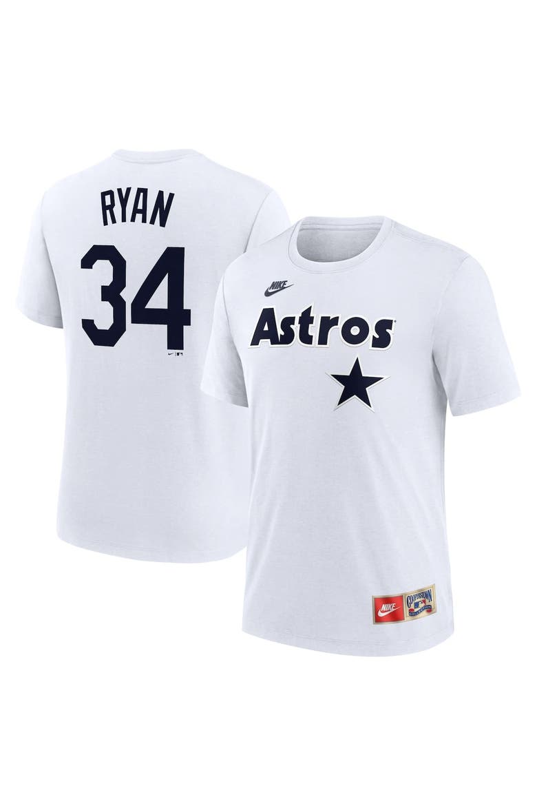 Men's Nike Nolan Ryan White Houston Astros Cooperstown Collection Name & Number Tri-Blend T-Shirt, Main, color, White
