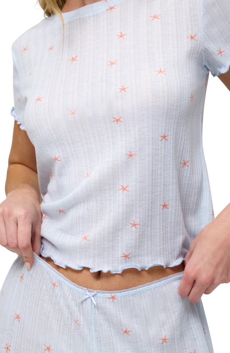 Honeydew Somewhere Sunny Pointelle Pajamas, Alternate, color, Surf Starfish