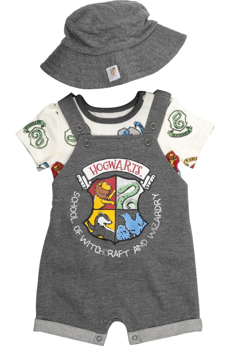 T-Shirt and Shortall Set, Alternate, color, Charcoal Ivory