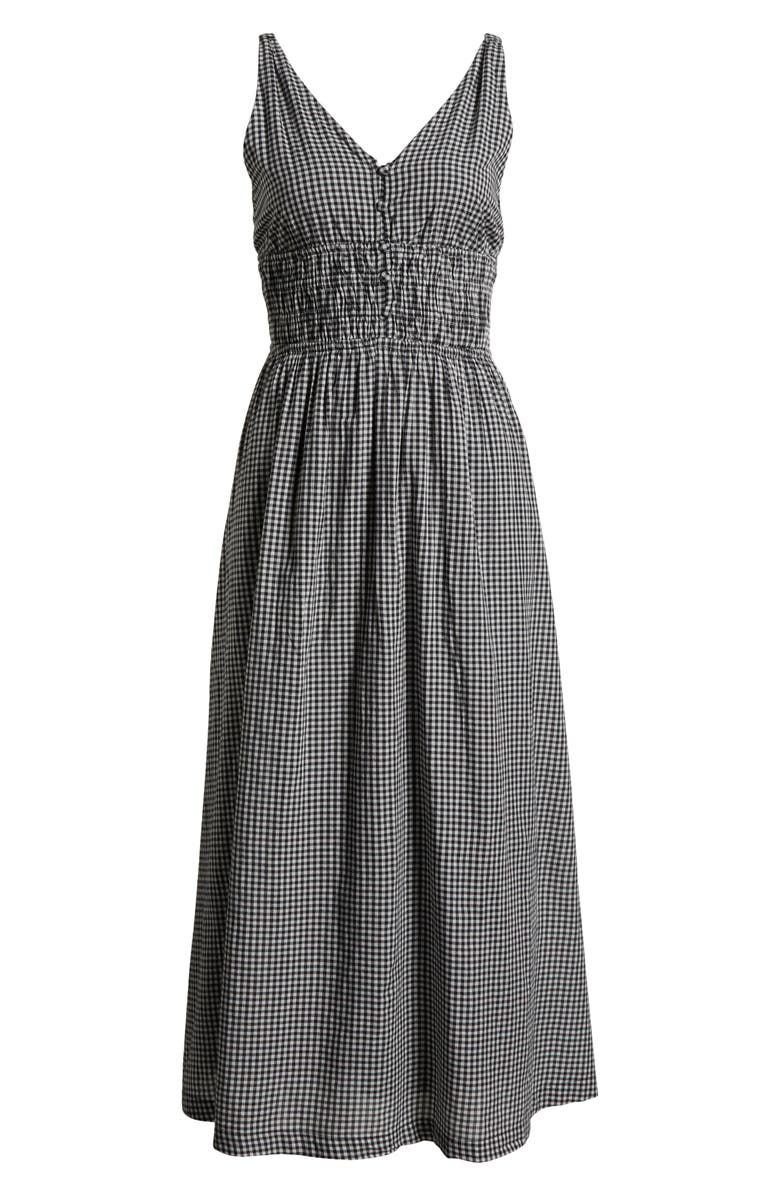 Lucky Brand Smocked Gingham Gingham Dress, Alternate, color, Black Gingham