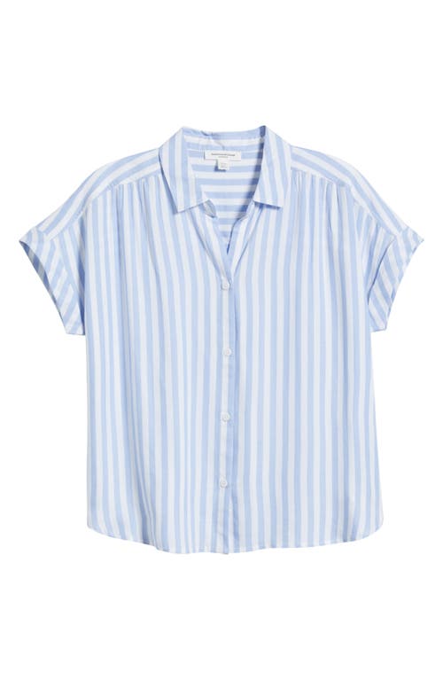 Beachlunchlounge Kaiana Stripe Short Sleeve Button-up Shirt In Blue Poppy
