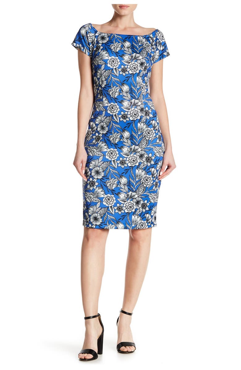 Alexia Admor Short Sleeve Floral Print Bodycon Dress, Main, color, 