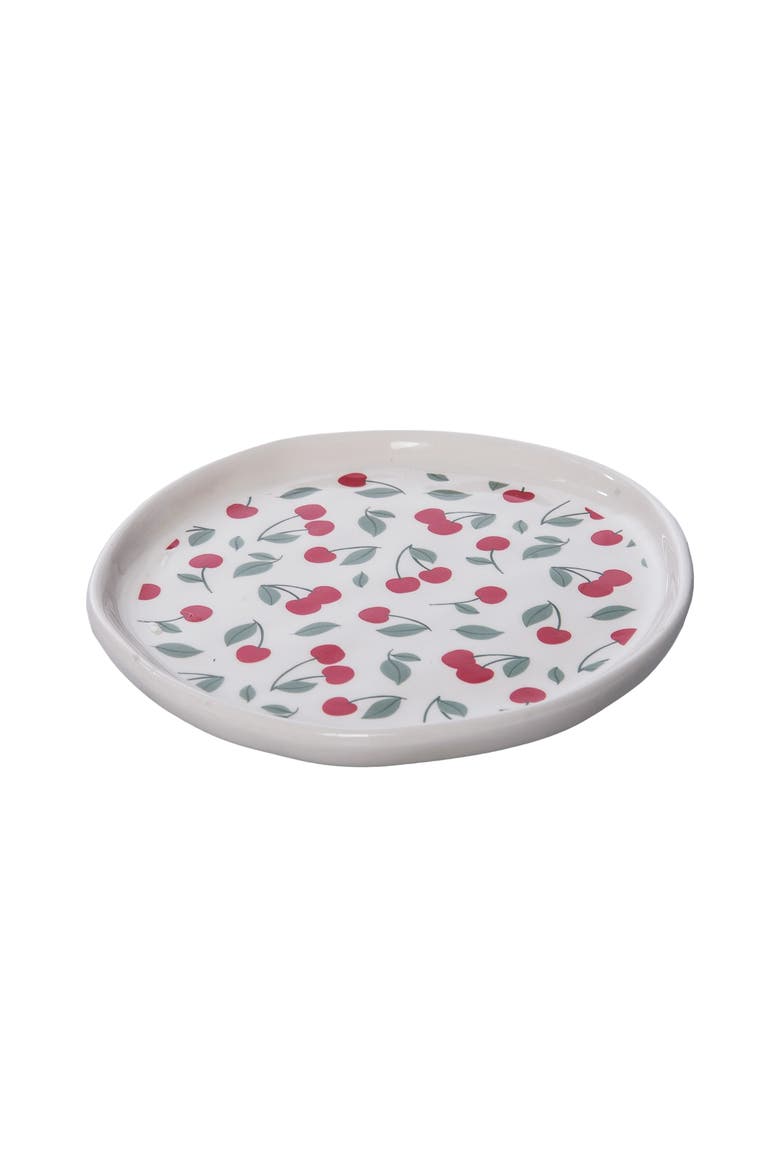 Dolomite Wildflower Cherry Plates Set of 4 Tabletop Plate Multicolored for Spring Serving and Entertaining, Alternate, color, White