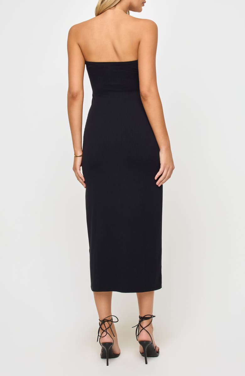 LSPACE Lisette Strapless Rib Cover-Up Dress, Alternate, color, Black