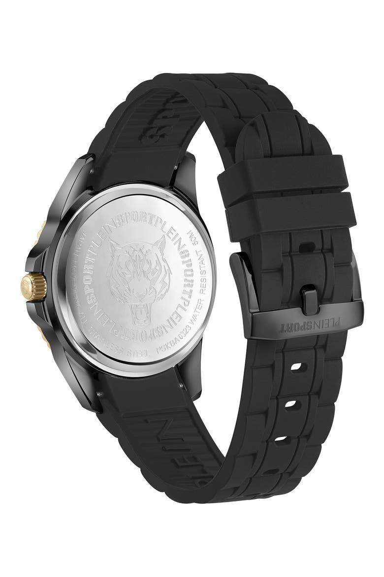 Glam Silicone Strap Watch, 40mm, Alternate, color, BLACK