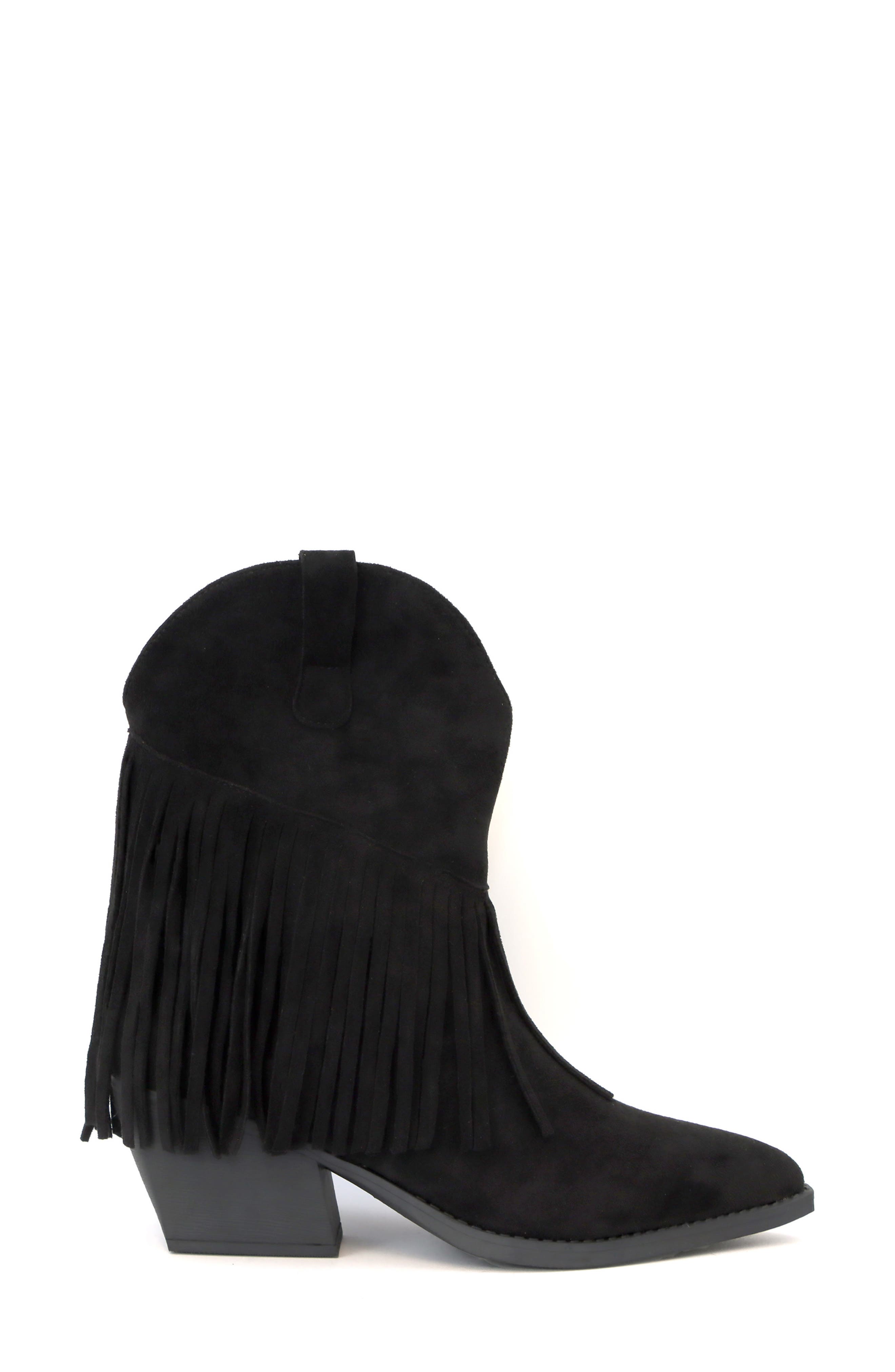 Seven7 Fringe Western Bootie, Alternate, color, Black
