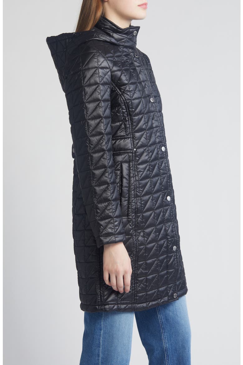 Box Quilt Hooded Coat, Alternate, color, BLACK