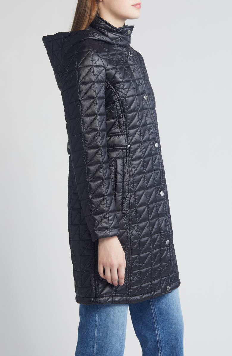 Via Spiga Box Quilt Hooded Coat, Alternate, color, Black