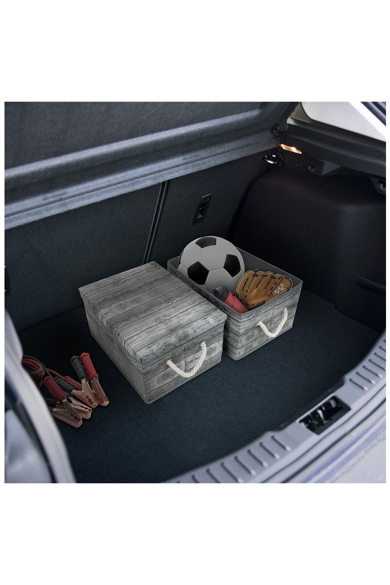 Grey Wooden Pattern Storage Box - Set of 2, Alternate, color, GREY