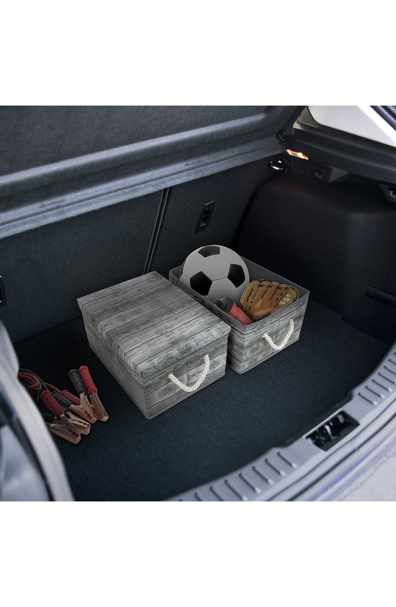 SORBUS Grey Wooden Pattern Storage Box - Set of 2, Alternate, color, Grey