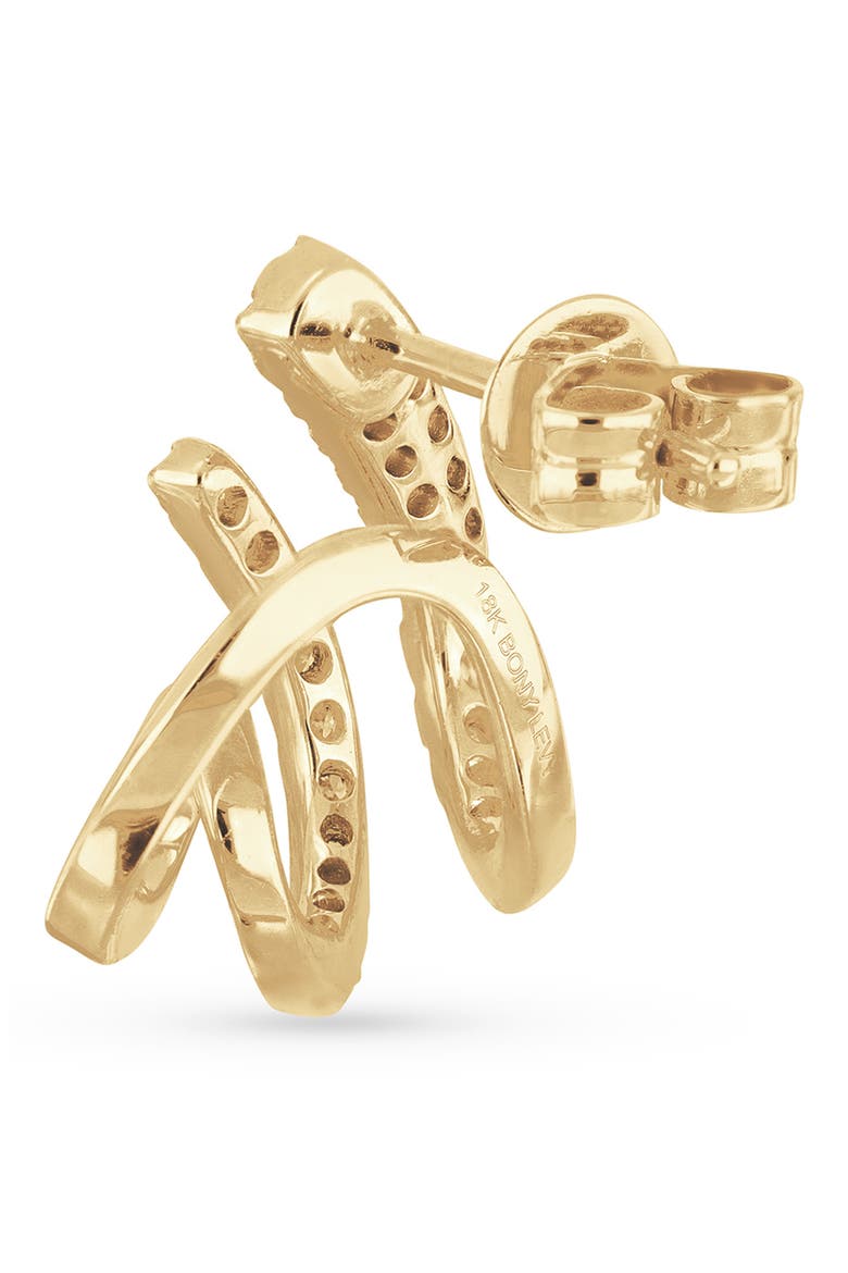 Liora 18k Gold Diamond Wavy Wrap Stud Earrings, Alternate, color, 18K YELLOW GOLD