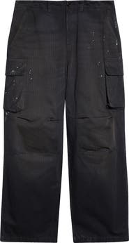 OUR LEGACY Mount Paint Splattered Cotton Herringbone Cargo Pants