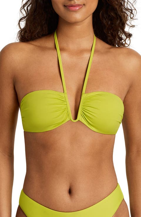 Shirred V-Wire Bikini Top