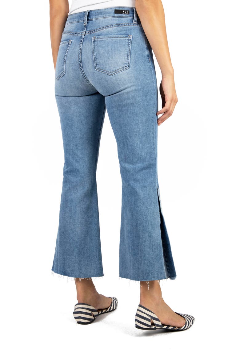 KUT from the Kloth Kelsey High Waist Slit Hem Ankle Kick Flare Jeans, Alternate, color, FLOWER