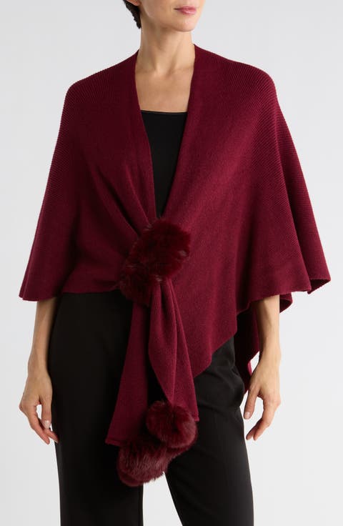 Elegant Cropped Pompom Ruana